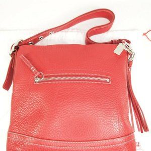 Coach Legacy Red Pebble Leather Crossbody Handbag